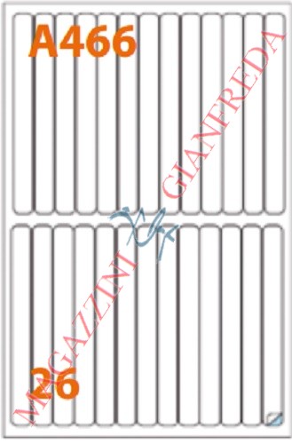 MARKIN A466 ETICHETTE MM 140X15 AUTOADESIVE PERMANENTI CON ANGOLI ARROTONDATI. 100 FOGLI A4 DA 26 ETICHETTE